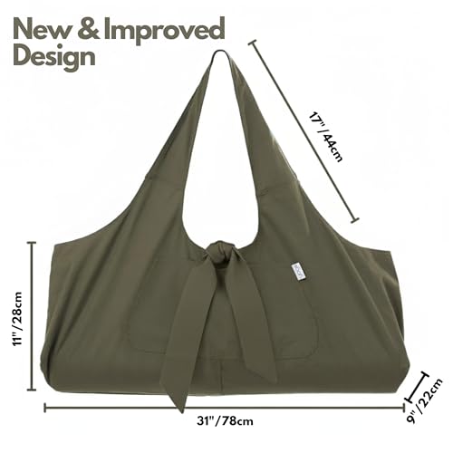 Large Yoga Mat Bag - YogiiiTotePRO in Olivine Green