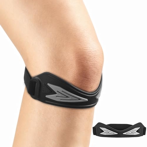 Patellar Tendon Support Strap - Non-Slip Silicone Knee Brace - One Size - Black