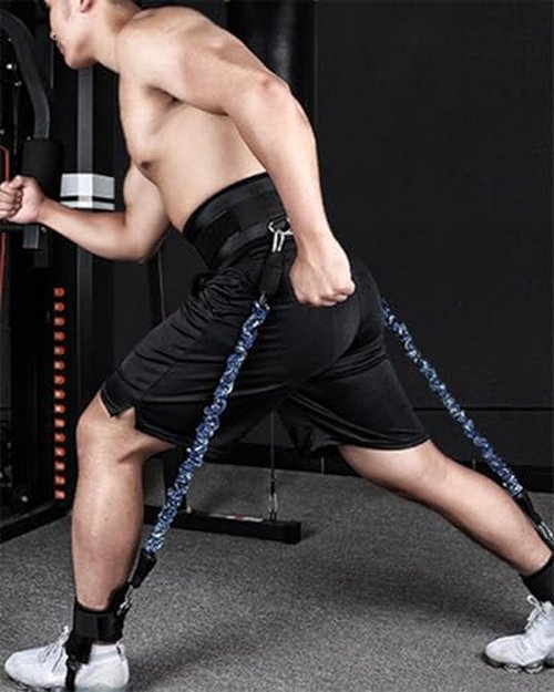 Vertical Jump Trainer with Adjustable Ankle Strap & Belt Horizontal Workout Equipment Leg Resistance Bands for Basketball Football Volleyball Training Equipment