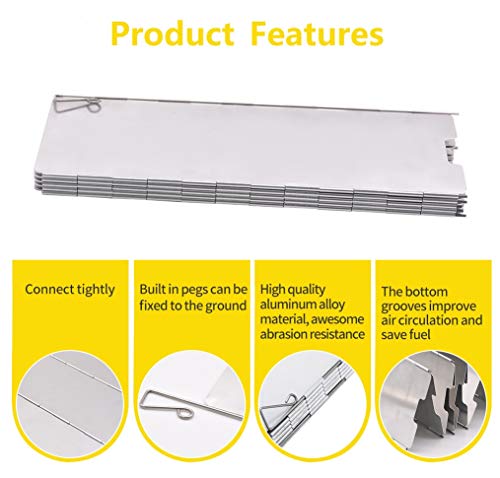 10-Plate Aluminum Camping Stove Windscreen - Portable Folding Wind Shield