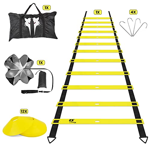 Agility Ladder Training Set with 12 Cones - Yellow
