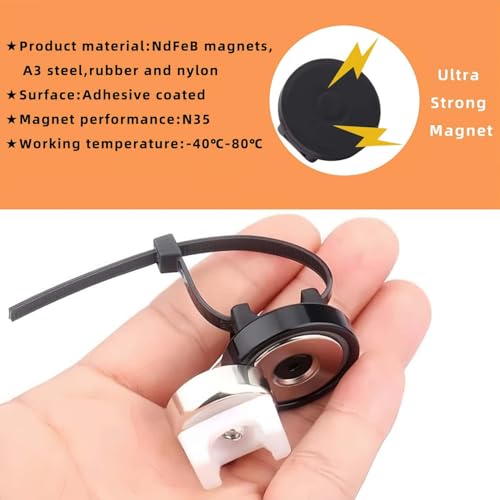 Heavy-Duty Magnetic Zip Tie Mounts,30Pcs Multipurpose Cable Holder with Nylon Cable Ties (100 Pieces) for Efficient Wire Management