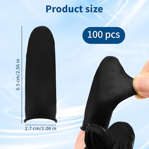 100 Pcs Disposable Silicone Finger Cots - Non-Allergenic Black Finger Guards