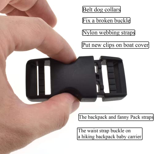 Heavy Duty Dual Adjustable Side Release Buckles for 1 Inch Webbing - 4 Pack