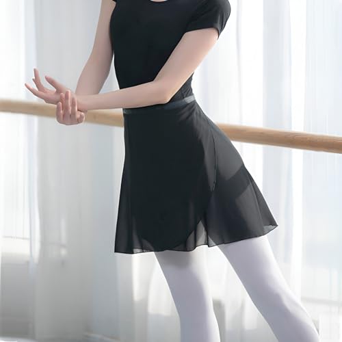 Deesorxin Black One Size Ballet Wrap Skirt for Women & Big Girls Adjustable Waist