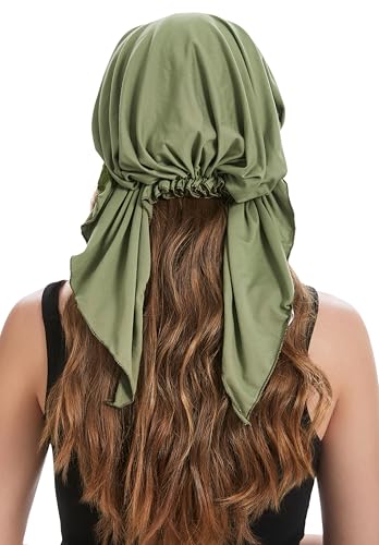 ZLYC Green Lace Pre-Tied Chemo Headwear Lightweight Beanie for Women