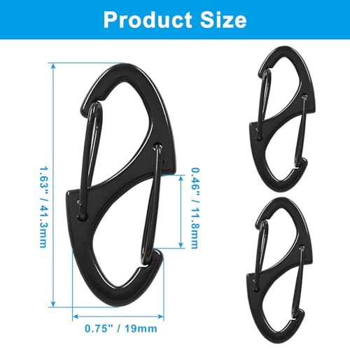 20 Pack Metal Snap Hooks - 1.6" Black Spring Clips for Camping