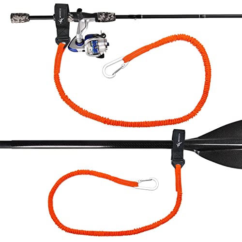 Kayak Paddle Tether & Fishing Leash with Carabiner - Orange 1 Pack