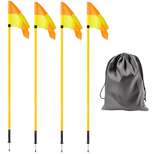 5FT Soccer Corner Flags Set of 4 - Spring Loaded Agility Poles