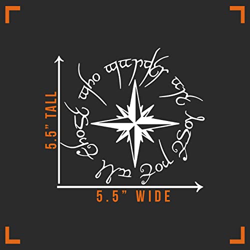 Not All Those Who Wander Compass Vinyl Decal Sticker - 5.5"
