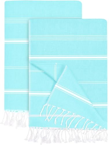 Aqua Utopia Towels Pack of 2 Oversized Turkish Beach Towels 40x72 Inches
