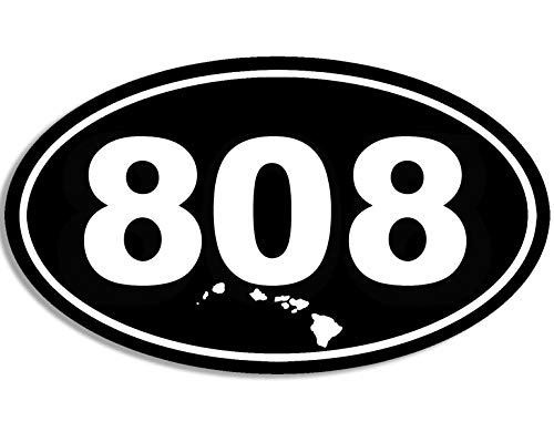808 Hawaii Area Code Sticker - Black Oval Design