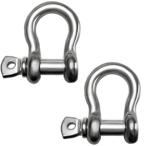 Laorde 2 Pack 1/2 Inch Marine Grade 316 Stainless Steel D-Ring Shackles Heavy Duty