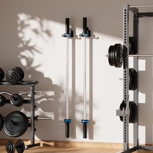 Barbell Holder Wall Mount - Heavy Duty Space Saving Design - Black 1 Hook