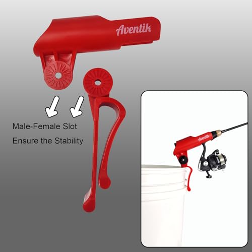 Adjustable Bucket Fishing Rod Holder - Durable ABS - Ice Fishing - Red