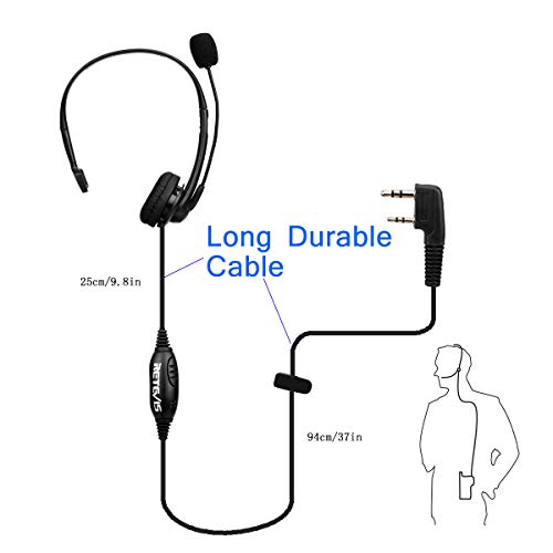 Retevis Overhead Walkie Talkie Headset with Adjustable Boom Mic for RT22/RT68/RT21/H777