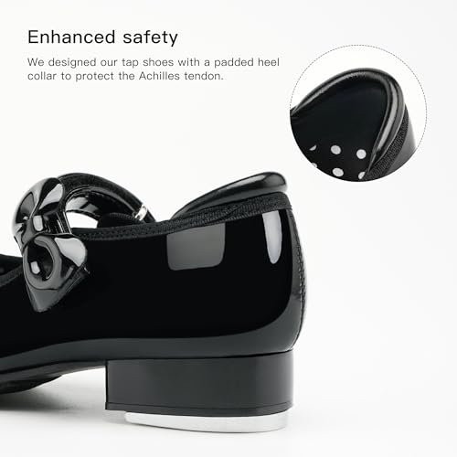 Stelle Toddler Girl Bow Mary Jane Tap Shoes Black 9 - Dance Shoes for Girls