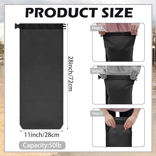 8 Pcs Flood Water Sand Bags Waterproof Sandbags Barrier Reusable Sand Bags with Insert Buckle Flood Protection for Home Door Window Basement Garage Rain Water Control, 28 x 11 Inch(Black)