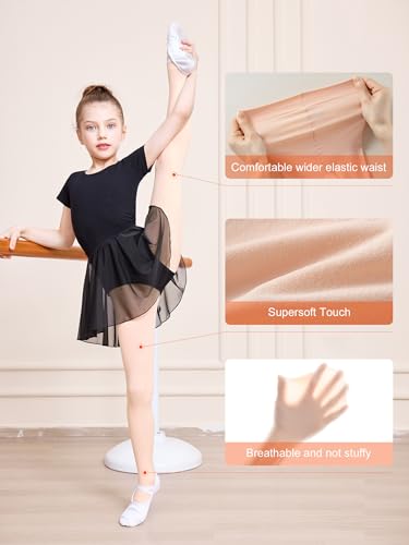 Girls Ballet Tights 10-12 Years - 2 Pack Pink Footed Dance Tights, Ultra Soft for Girls