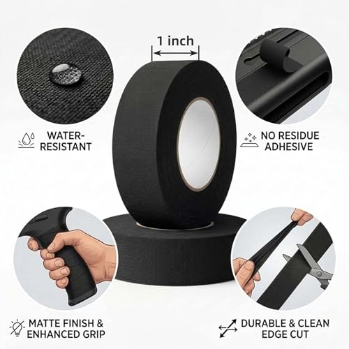 Tactical Grip Tape - Non-Reflective, No Residue - 2 Rolls, Black