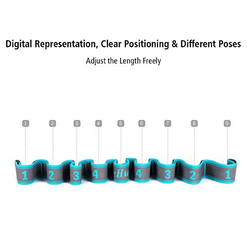 Elastic Yoga Stretch Strap with Loops - Blue for Flexibility & Therapy