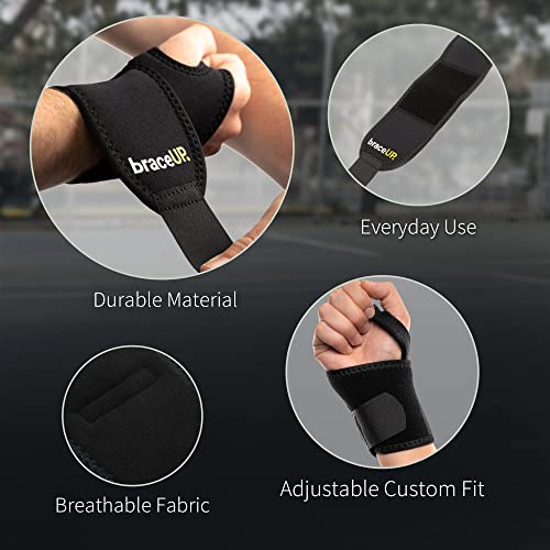Adjustable Wrist Wrap for Men & Women - Carpal Tunnel Brace - Black