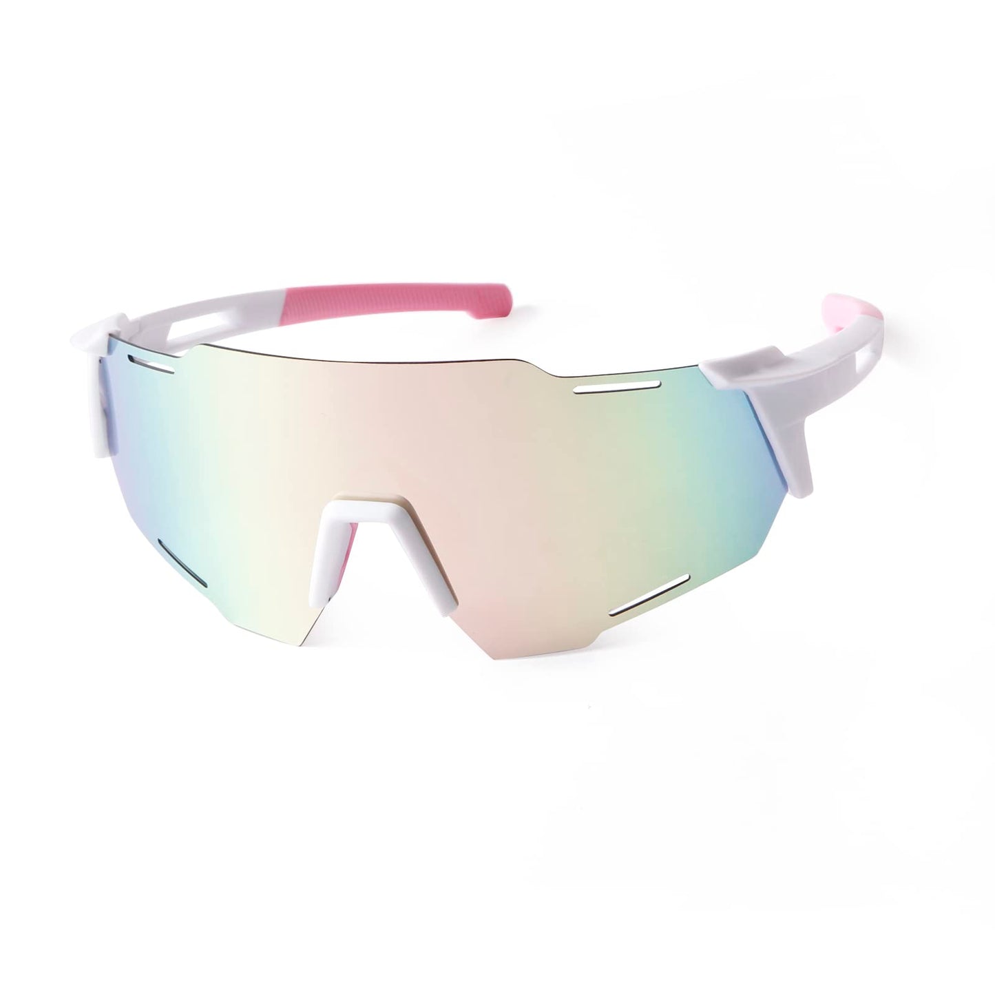 KFPH Polarized Sports Sunglasses for Women Bike Glasses Cycling Driving Fishing Mountain Bike Sunglasses UV400 Protection, White/Pink Lenses