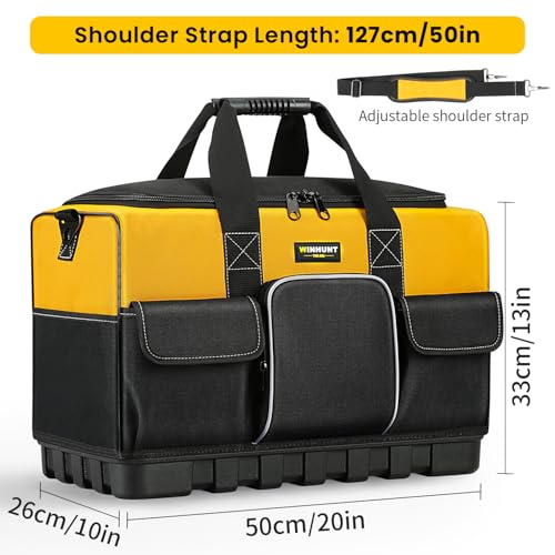 Tool Bag, 20-inch Tool Organisers, 600 Denier Large Tool Bag for Home DIY & Equipment Storage, Yellow and Black (50cm/20inch)