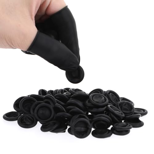 200 Pcs Disposable Black Finger Cots - Medium Latex Protectors