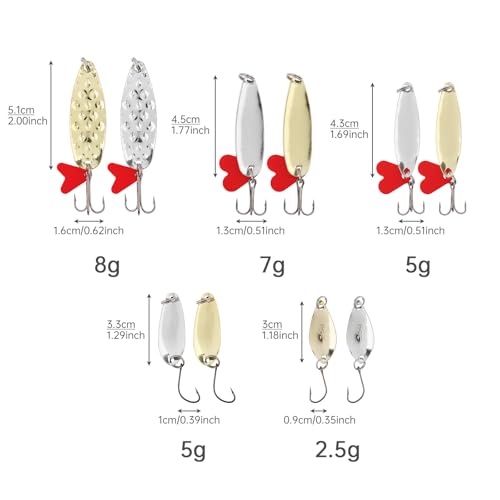 10-Piece Metal Fishing Spoons Kit with Tackle Box - Hard Lures