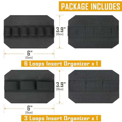 WYNEX Black Tactical Bag Insert with Elastic Loops - Hook & Loop Organizer