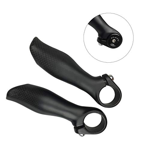 Platt Carbon Fiber MTB Bar Ends with Bar End Caps (126mm, 22.2mm clamp) - Lightweight Aluminum Alloy
