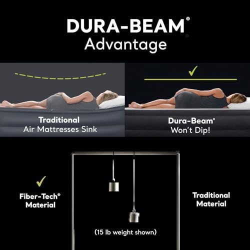 Intex Queen Size Dura-Beam Air Mattress with Inflatable Pillows & Hand Pump