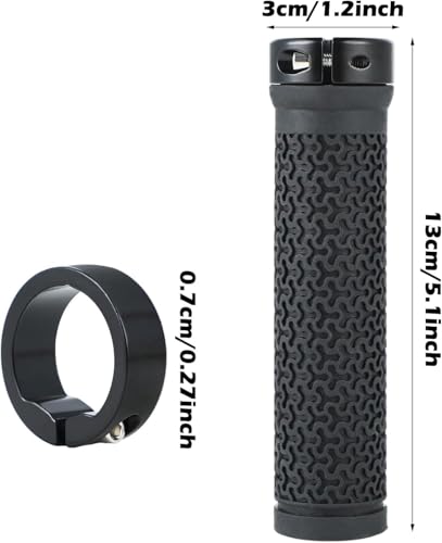 Ergonomic Bike Handlebar Grips - 131mm Rubber - Black