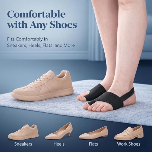 Bunion Corrector for Women & Men - Big Toe Straightener with Splint & Pads - Black