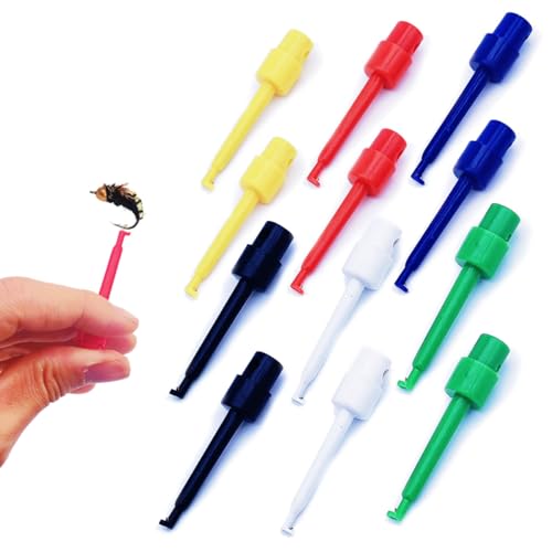 12-Pack Hackle Pliers for Fly Tying - Durable Plastic Clips