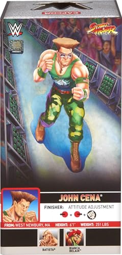 WWE John Cena as Guile Action Figure - Street Fighter Crossover, 6-inch Collectible Toy