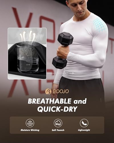5 Pack Long Sleeve Compression Shirts for Men - Black Quick Dry