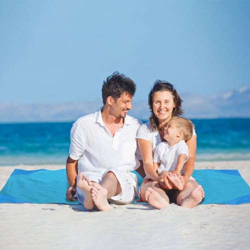 Ainiv Mini Pocket Waterproof Beach & Picnic Blanket 55.1 x 70.8 Inches for 3-5 People, Blue