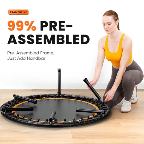 48" Foldable Fitness Trampoline with Adjustable Handle - Quiet Rebounder