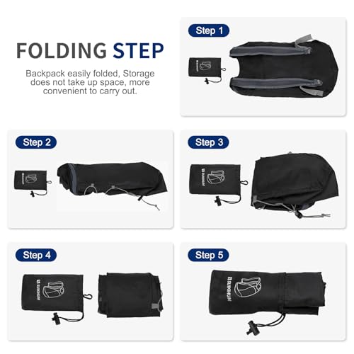 20L Lightweight Packable Hiking Backpack - Black