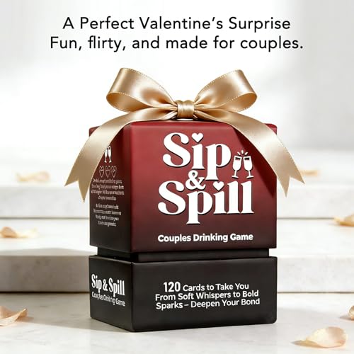 Couples Card Game - Sip & Spill with 120 Dares & Decision Coin