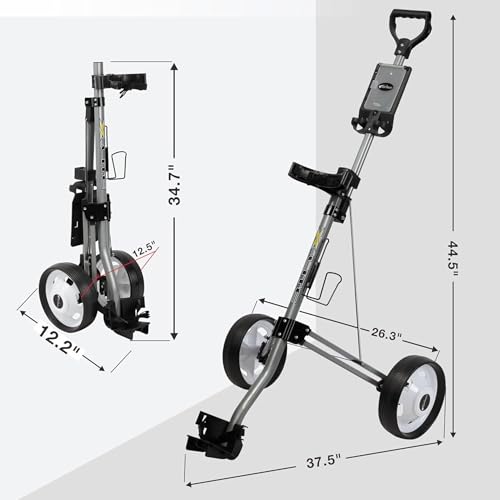 Ultra-Lightweight 2-Wheel Golf Push Cart - Compact & Adjustable