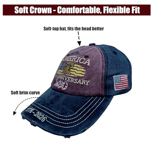 250th Anniversary Retro Baseball Cap - Adjustable Patriotic Hat