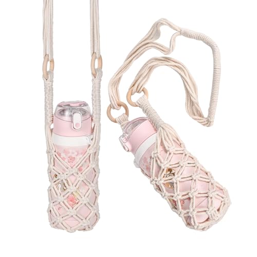 Eiyye Crochet Water Bottle Holder Crossbody Sling 2-Pack Lightweight Travel Carrier