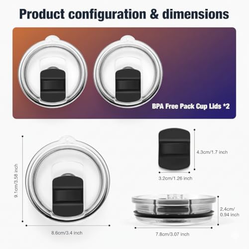 20 oz Tumbler Lid Replacement – Magnetic Slider, Spill-Proof, BPA-Free