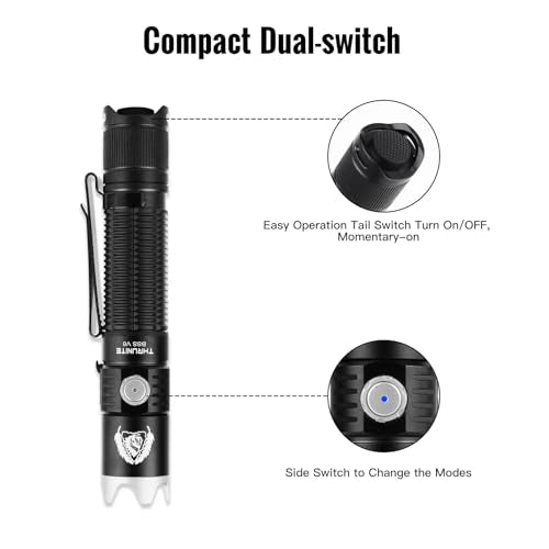 ThruNite BSS V6 Black CW Tactical LED Flashlight 2000 Lumens USB-C Rechargeable