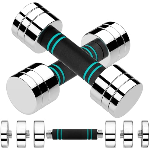 LIFERUN 5lb x2 Steel Adjustable Dumbbells Set — 10lb Total, Anti-Rust, Foam Handles