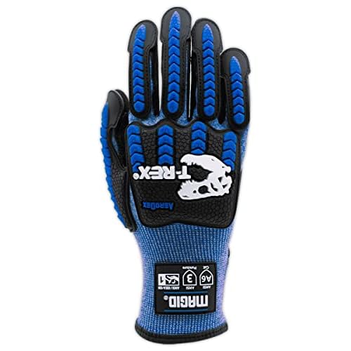 Magid Glove & Safety T-REX Flex Series ANSI A6 AeroDex Shell Impact Glove, 1 Pair, NitriX Coated Palm, Size 9/L, Blue, TRX685