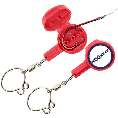 HOOK-EZE Fishing Knot Tying Tool with Hook Cover - Red, Safely Tie Flies & Hooks